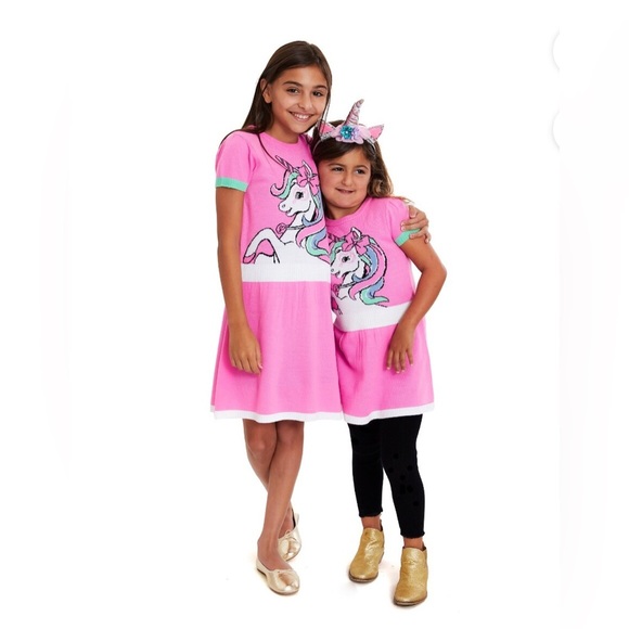 Jojo Siwa pink Unicorn color block Sweater Dress for Girls size large (10-12) - Picture 5 of 9